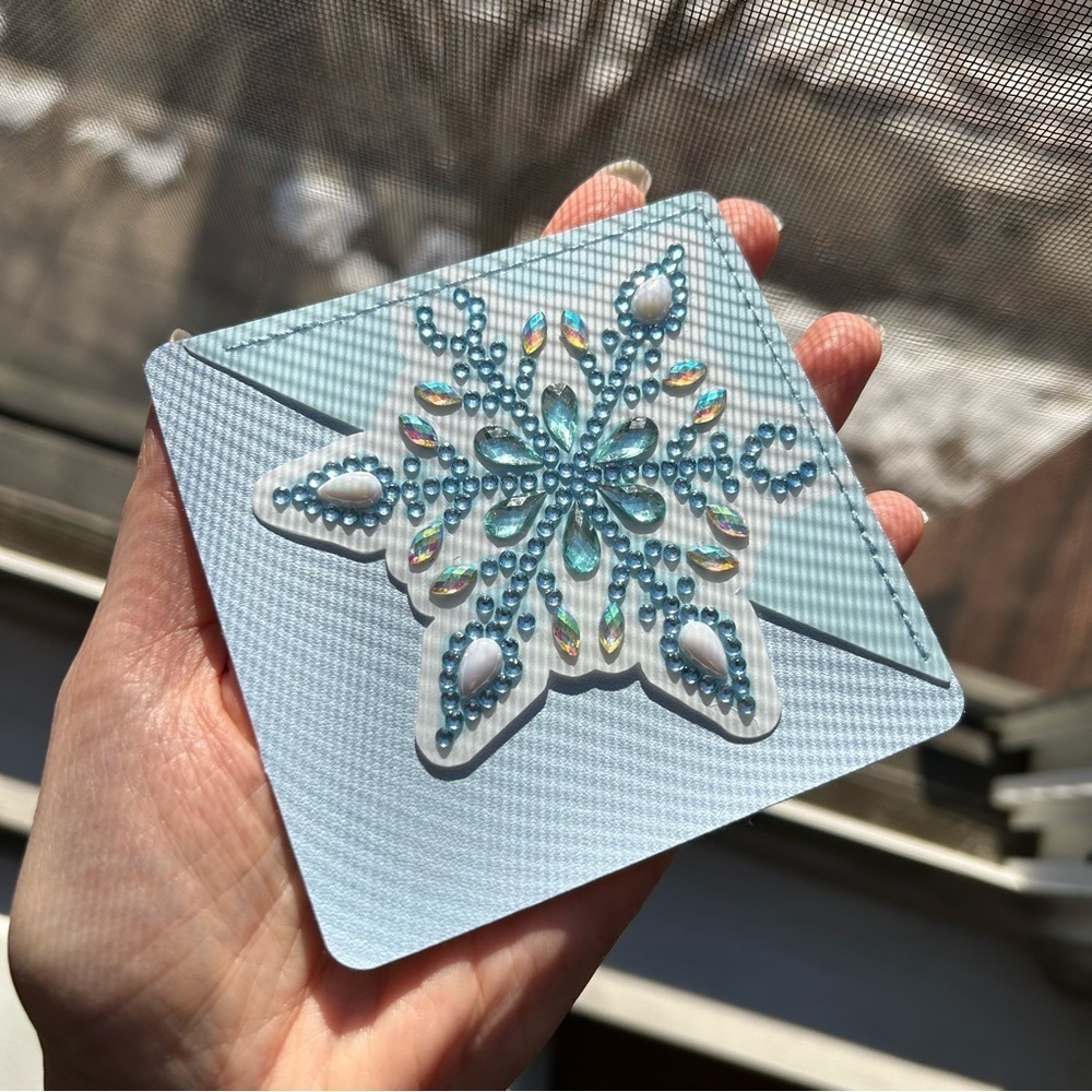 Diamond Art SNOWFLAKE 08 Corner Bookmark, Blue, White, Sparkly, Bling